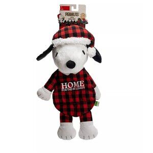 Peanuts Snoopy Plaid Multi-Squeaker Plush Dog Toy